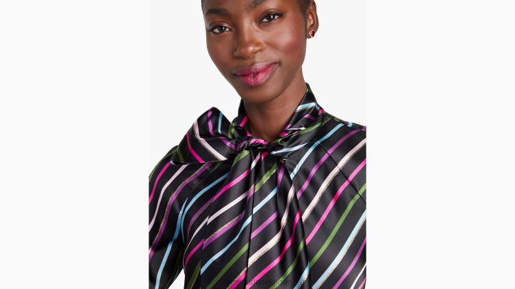 chemise à col noué et rayures festives Kate Spade femmes vêtements D8288878 noir