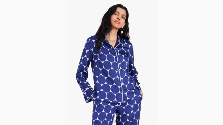 chemise en sergé de soie à pois joy Kate Spade femmes vêtements D8288924 bleu citrine