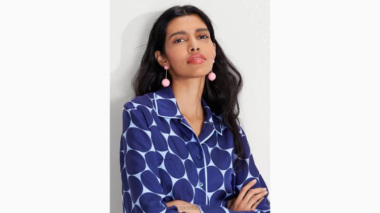 chemise en sergé de soie à pois joy Kate Spade femmes vêtements D8288924 bleu citrine