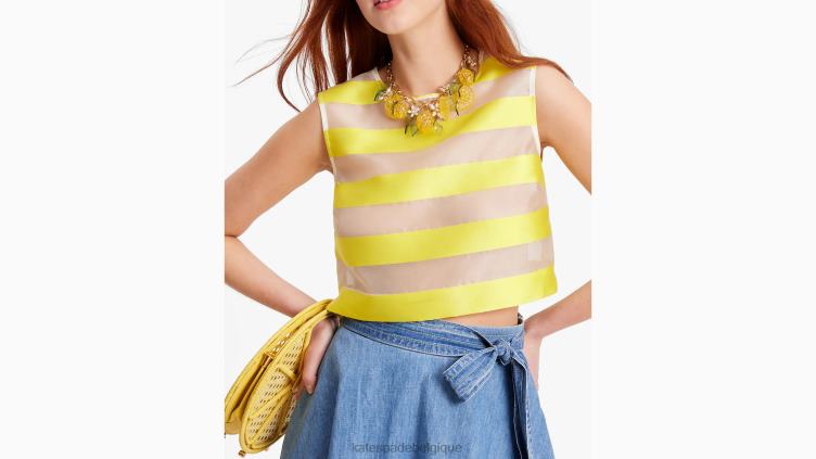 coquille d'organza à rayures auvent Kate Spade femmes vêtements D8288725 jaune de cadmium/crème