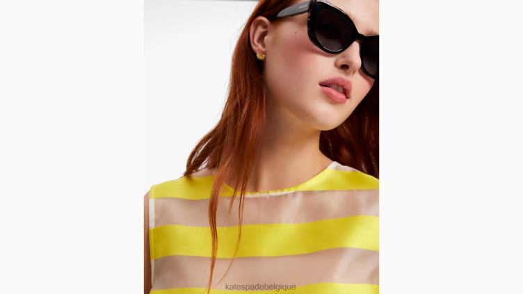 coquille d'organza à rayures auvent Kate Spade femmes vêtements D8288725 jaune de cadmium/crème