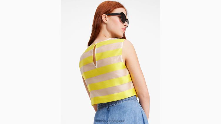 coquille d'organza à rayures auvent Kate Spade femmes vêtements D8288725 jaune de cadmium/crème