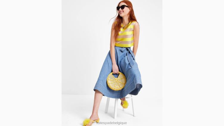 coquille d'organza à rayures auvent Kate Spade femmes vêtements D8288725 jaune de cadmium/crème