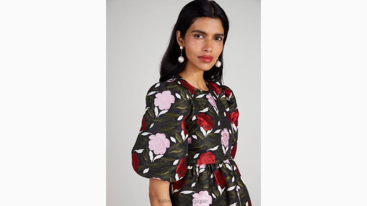dessus de brocart de roseraie Kate Spade femmes vêtements D8288958 noir multicolore