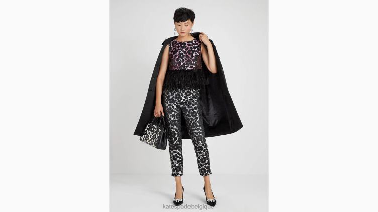 dessus en brocart à bordure en plumes de jardin rose Kate Spade femmes vêtements D8288879 nuage rose