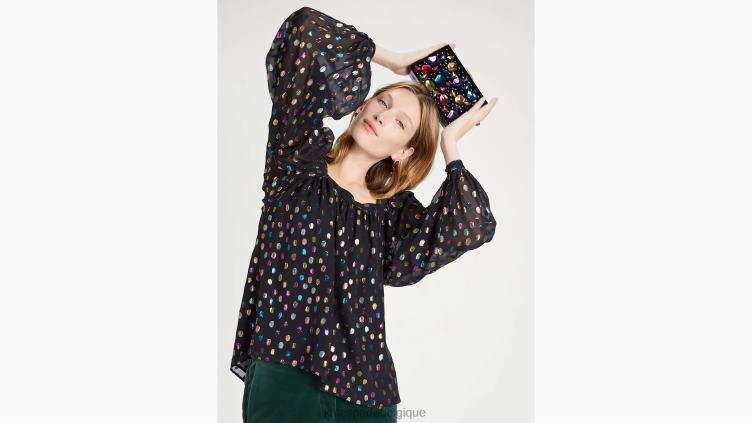 haut belle à pois métallisés pour les fêtes Kate Spade femmes vêtements D8288920 multi