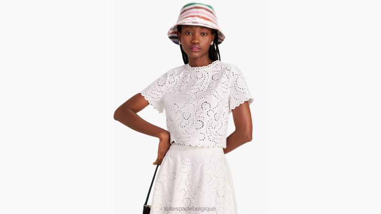 haut à broderies florales Kate Spade femmes vêtements D8288750 crème française