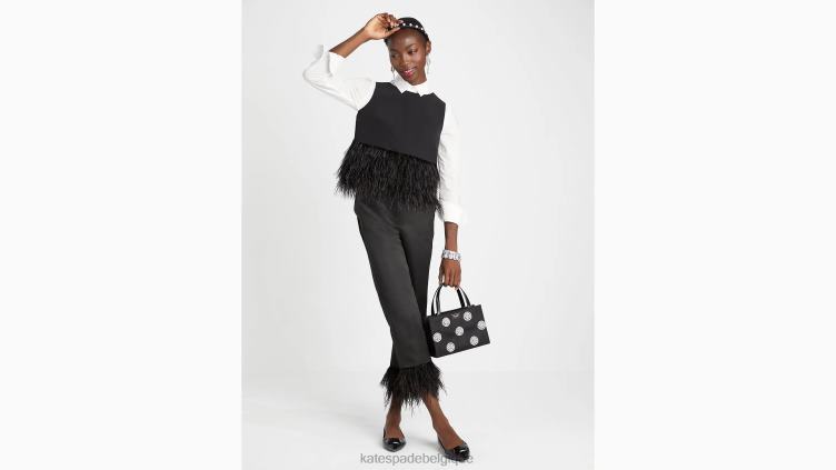 haut en crêpe à bordure en plumes Kate Spade femmes vêtements D8288865 noir