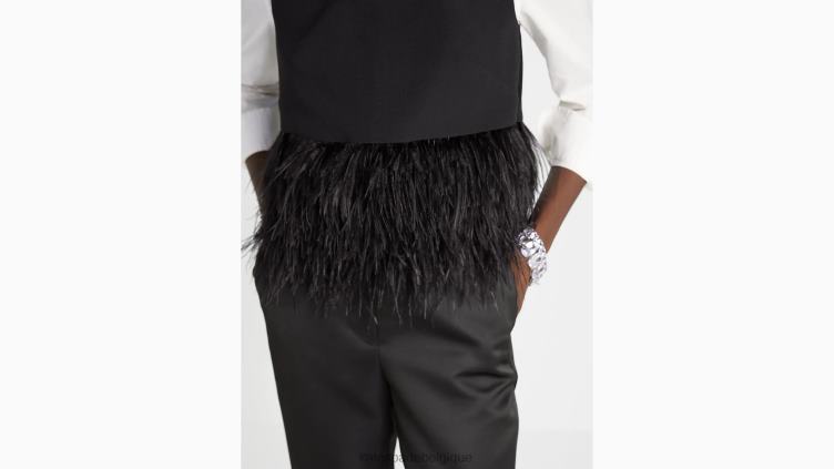 haut en crêpe à bordure en plumes Kate Spade femmes vêtements D8288865 noir