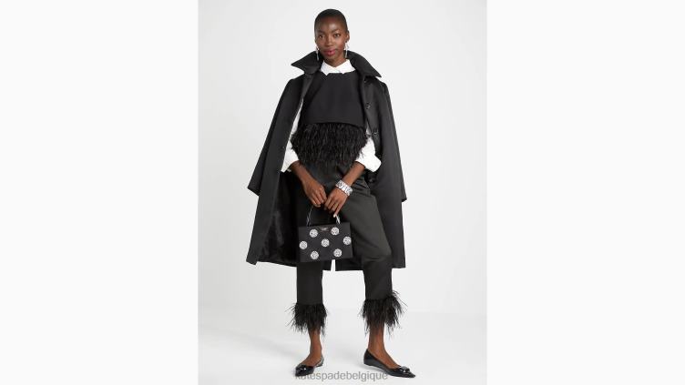 haut en crêpe à bordure en plumes Kate Spade femmes vêtements D8288865 noir
