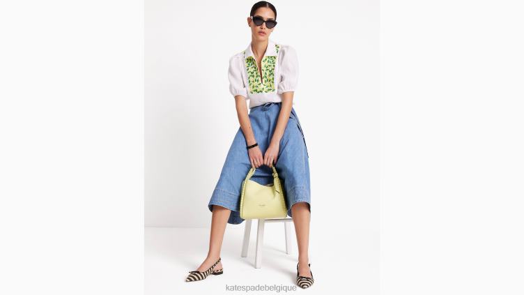 haut à manches bouffantes et citrons brodés Kate Spade femmes vêtements D8288716 blanc frais