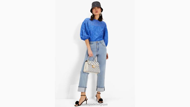 haut à manches bouffantes et œillets fleuris Kate Spade femmes vêtements D8288756 brume de saphir