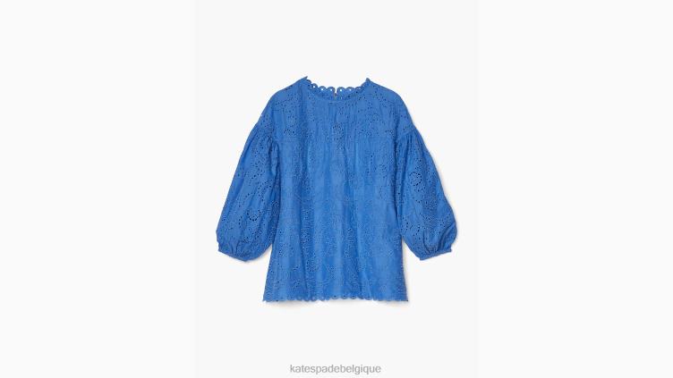 haut à manches bouffantes et œillets fleuris Kate Spade femmes vêtements D8288756 brume de saphir