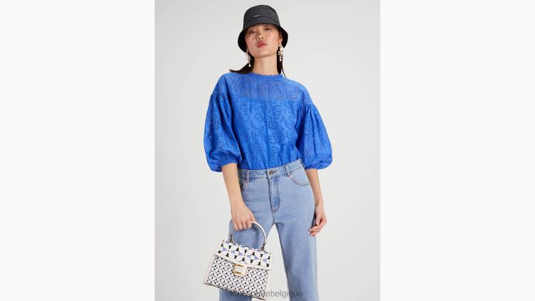 haut à manches bouffantes et œillets fleuris Kate Spade femmes vêtements D8288756 brume de saphir