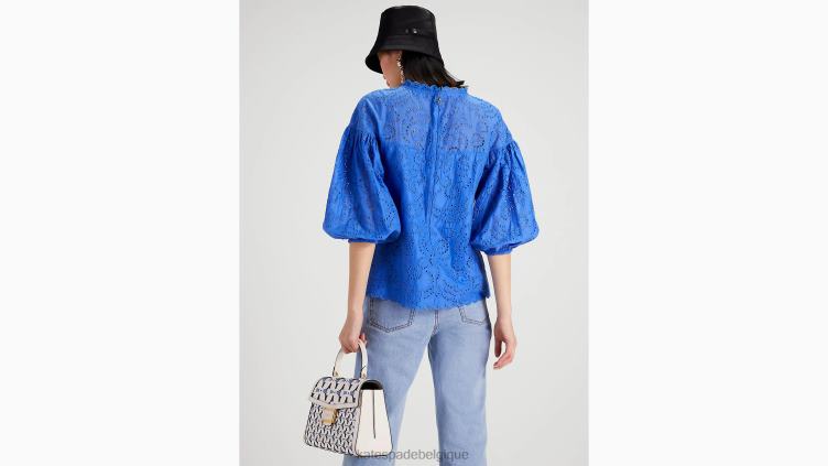 haut à manches bouffantes et œillets fleuris Kate Spade femmes vêtements D8288756 brume de saphir