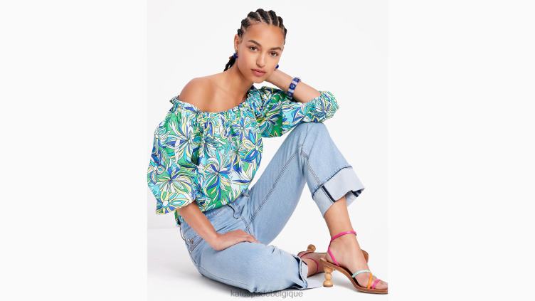 haut à épaules dénudées à fleurs anémone Kate Spade femmes vêtements D8288692 bleu glacier multicolore