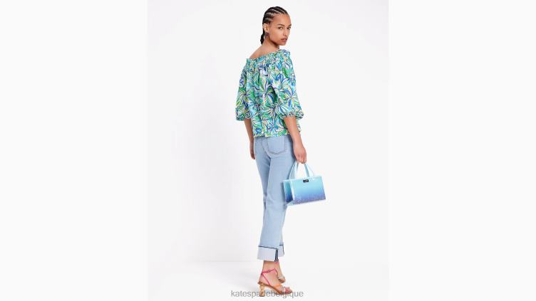 haut à épaules dénudées à fleurs anémone Kate Spade femmes vêtements D8288692 bleu glacier multicolore