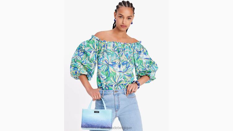 haut à épaules dénudées à fleurs anémone Kate Spade femmes vêtements D8288692 bleu glacier multicolore