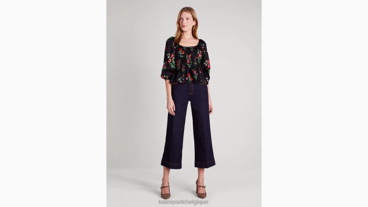 haut riviera à fleurs d'automne à manches longues Kate Spade femmes vêtements D8288965 noir