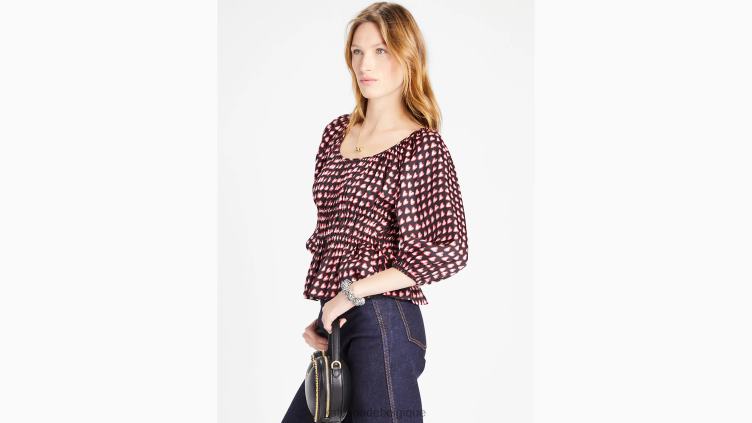 haut riviera à manches longues et cœurs fantaisie Kate Spade femmes vêtements D8288890 noir multicolore