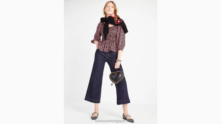haut riviera à manches longues et cœurs fantaisie Kate Spade femmes vêtements D8288890 noir multicolore