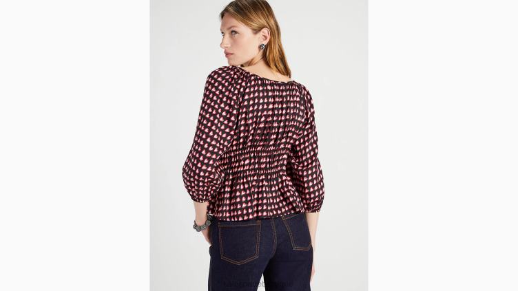 haut riviera à manches longues et cœurs fantaisie Kate Spade femmes vêtements D8288890 noir multicolore