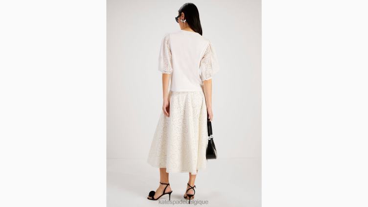 t-shirt à broderies florales Kate Spade femmes vêtements D8288753 blanc frais