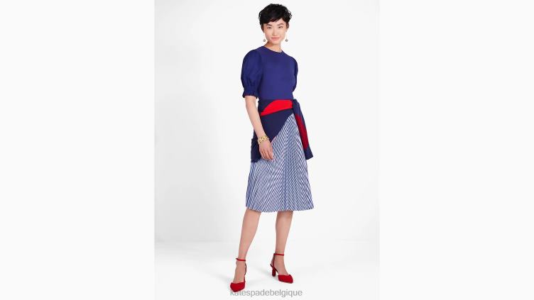 t-shirt à manches bouffantes en popeline Kate Spade femmes vêtements D8288900 marine française