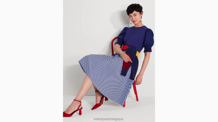 t-shirt à manches bouffantes en popeline Kate Spade femmes vêtements D8288900 marine française