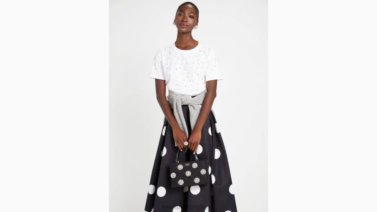 t-shirt orné de perles et de strass Kate Spade femmes vêtements D8288776 blanc frais