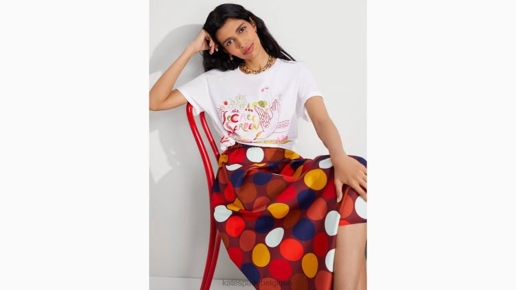 t-shirt à ornements et jardin secret Kate Spade femmes vêtements D8288938 blanc frais