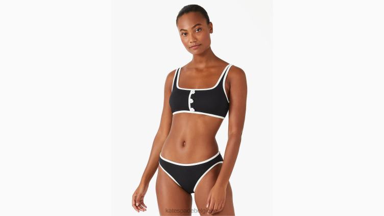 bas de bikini piqué contrastant Kate Spade femmes vêtements D8288949 noir