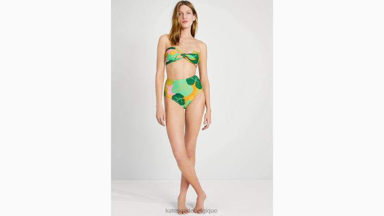 bas de bikini taille haute à fleurs concombre Kate Spade femmes vêtements D8288933 opale
