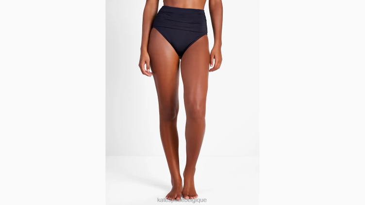 bas de bikini taille haute froncé Kate Spade femmes vêtements D8288798 noir