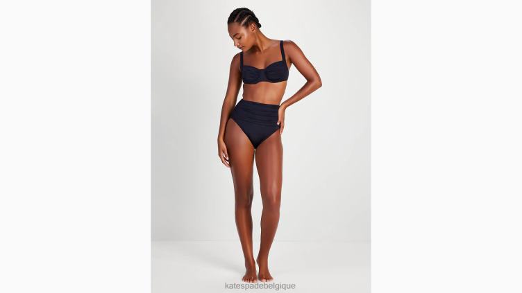 bas de bikini taille haute froncé Kate Spade femmes vêtements D8288798 noir