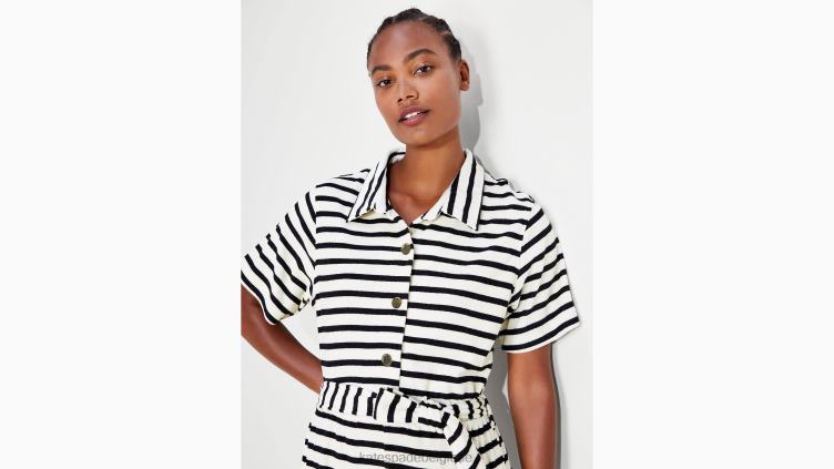 barboteuse cache-maillot à rayures bretonnes Kate Spade femmes vêtements D8288796 noir