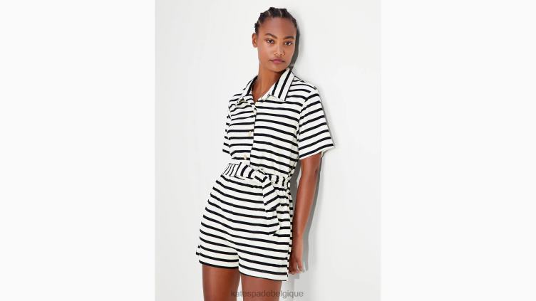 barboteuse cache-maillot à rayures bretonnes Kate Spade femmes vêtements D8288796 noir