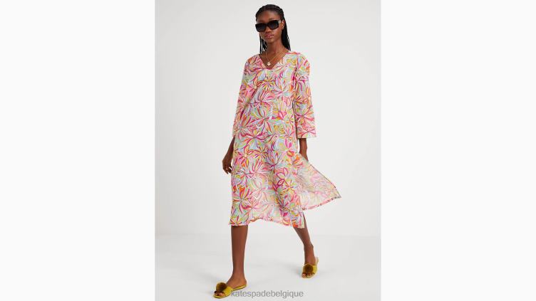 caftan cache-maillot à fleurs anémone Kate Spade femmes vêtements D8288789 rose multicolore