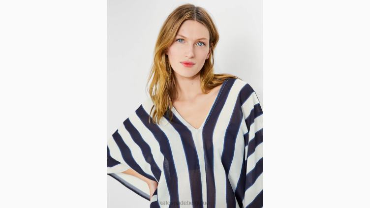 caftan cache-maillot à rayures Kate Spade femmes vêtements D8288805 riche marine multi