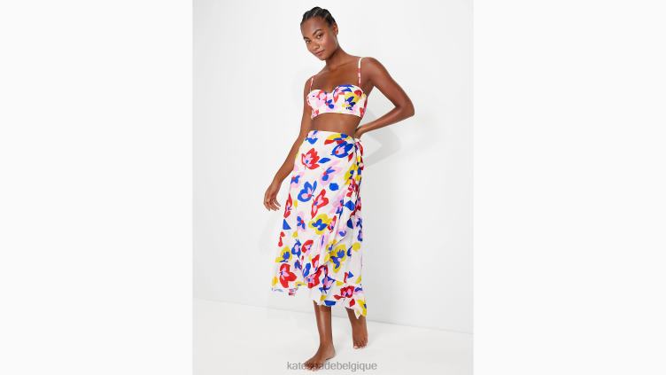 paréo d'été à volants et fleurs Kate Spade femmes vêtements D8288868 pâle naturel