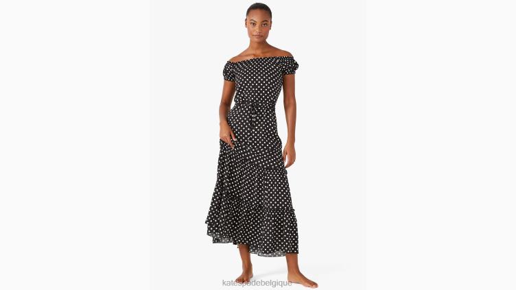robe longue cache-maillot à épaules dénudées à pois lia Kate Spade femmes vêtements D8288806 noir