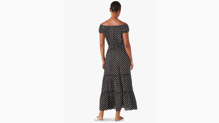 robe longue cache-maillot à épaules dénudées à pois lia Kate Spade femmes vêtements D8288806 noir