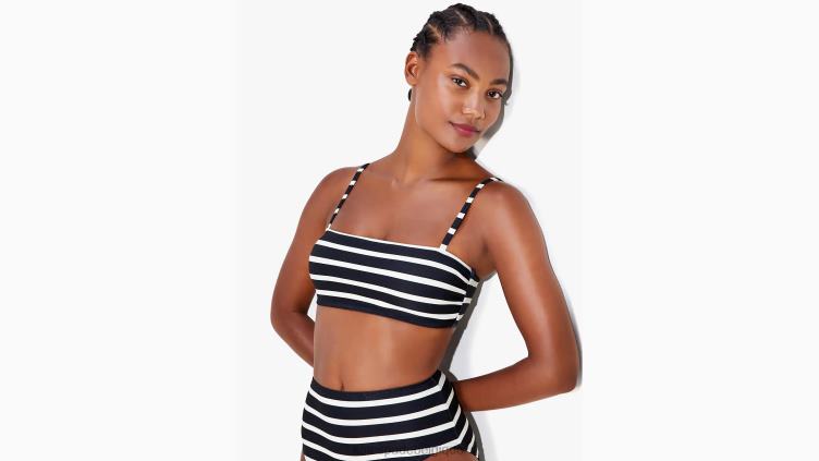 haut à col carré à rayures marinières Kate Spade femmes vêtements D8288792 noir