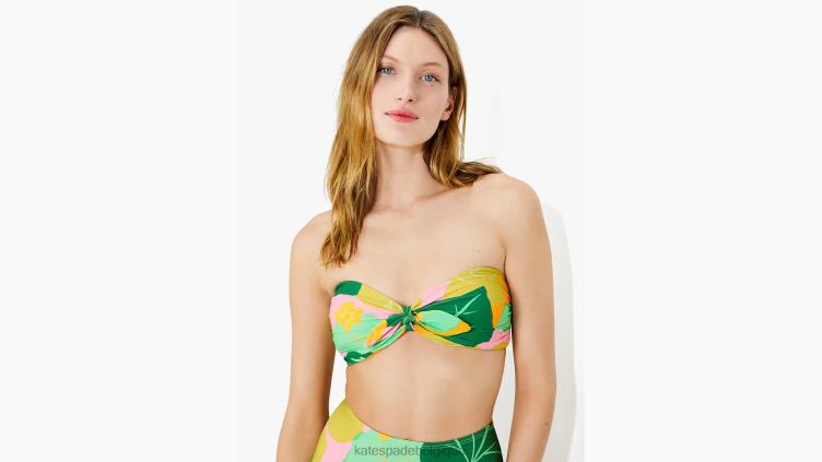 haut de bikini bandeau à liens fleuris et concombre Kate Spade femmes vêtements D8288931 opale