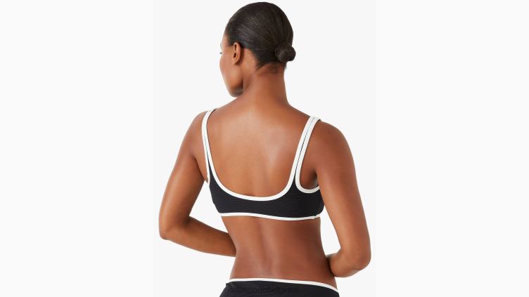 haut de bikini à encolure carrée en piqué contrastant Kate Spade femmes vêtements D8288945 noir