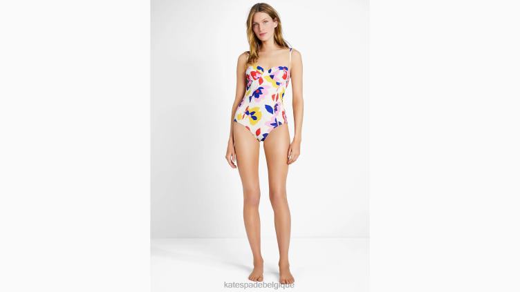 une-pièce à armatures et smockés fleuris d'été Kate Spade femmes vêtements D8288862 naturel