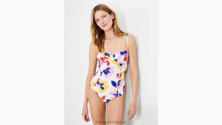 une-pièce à armatures et smockés fleuris d'été Kate Spade femmes vêtements D8288862 naturel