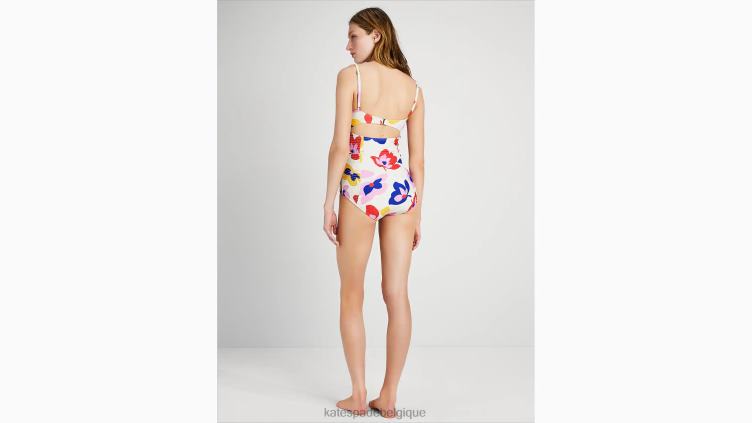 une-pièce à armatures et smockés fleuris d'été Kate Spade femmes vêtements D8288862 naturel
