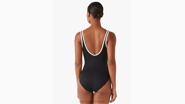 une-pièce à encolure carrée en piqué contrastant Kate Spade femmes vêtements D8288929 noir
