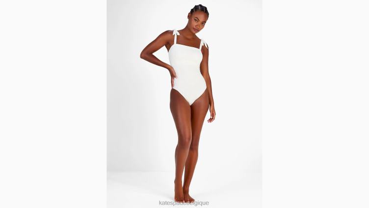 une-pièce froncé à encolure carrée Kate Spade femmes vêtements D8288800 Ivoire